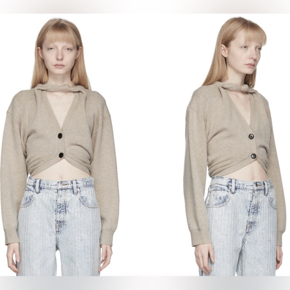 ALEXANDER WANG long sleeve V neck cardigan with Back Knot size M